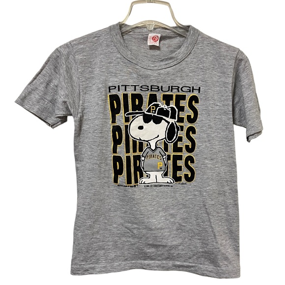 Vintage MLB Pittsburgh Pirates Peanuts Snoopy Gray Artex Single Stitch Tee 1988 - Picture 10 of 10